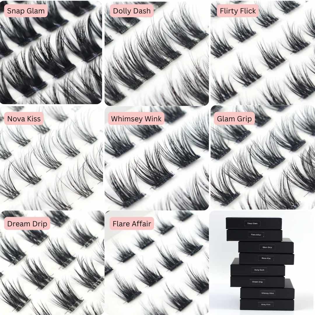 Pack of 6 - Press On Lashes, Mixed Lengths + FREE tweezers - LIT Lashes