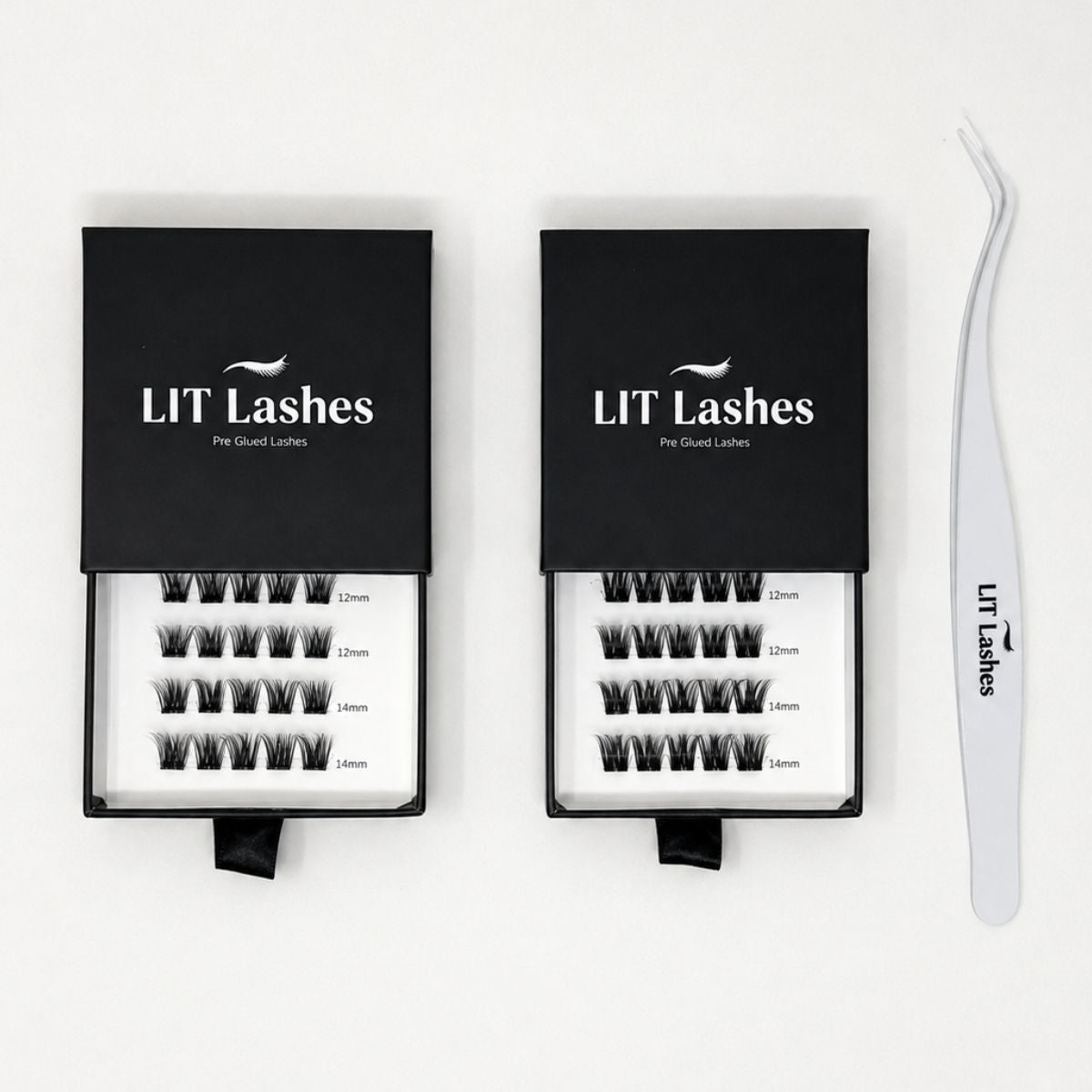 Pack of 2 - Press On Lashes, Mixed Lengths + FREE tweezers