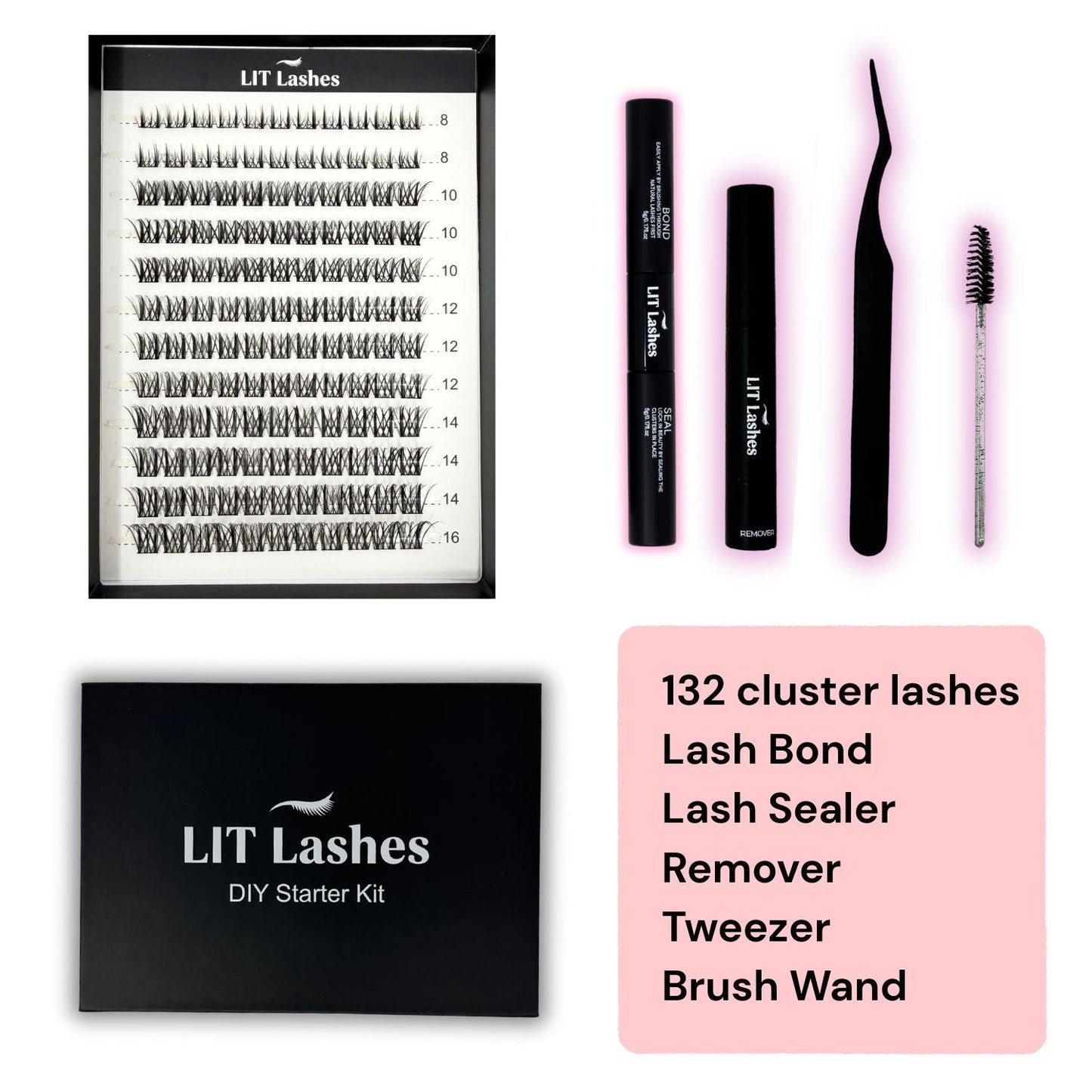 LIT Lashes Starter Pack - BoujeeBabe Curve D+ - LIT Lashes