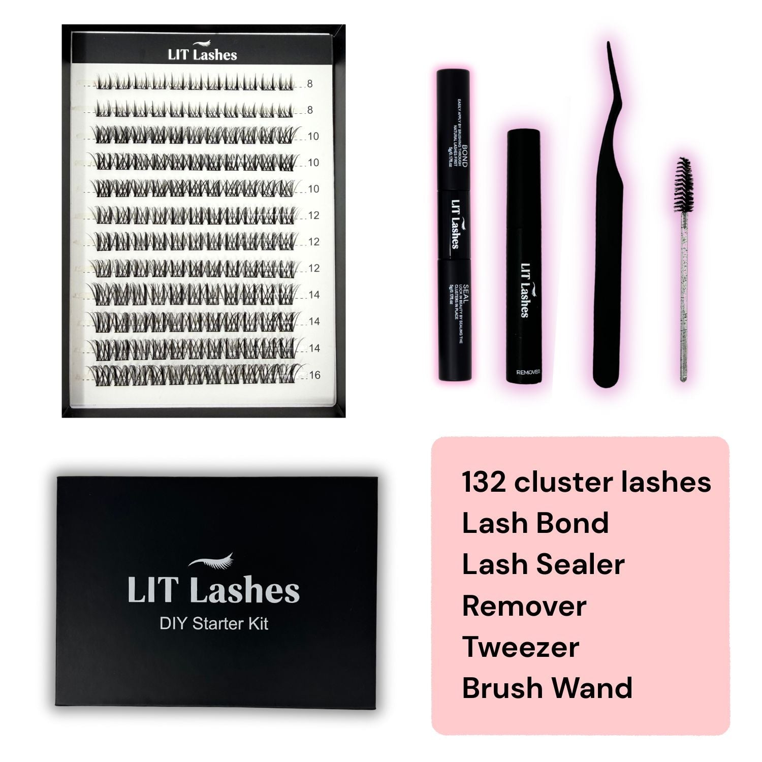 LIT Lashes Starter Pack - BoujeeBabe Curve D+ - LIT Lashes