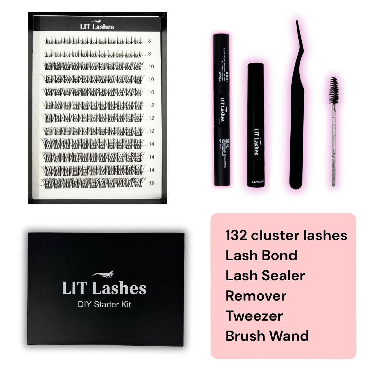 LIT Lashes Starter Pack - LushVamp Curve D+ - LIT Lashes