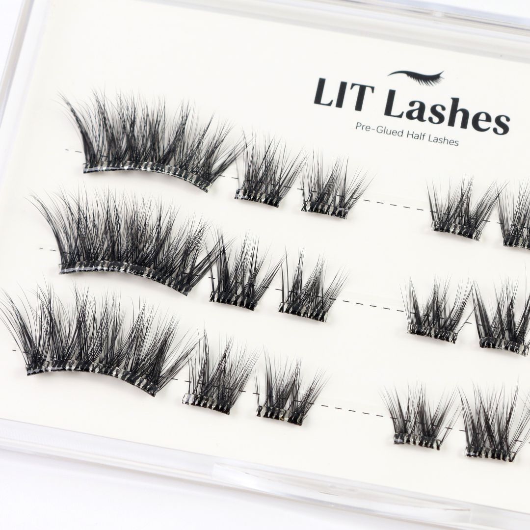 Noir Flutter - Pre-Glued Half Lashes - LIT Lashes