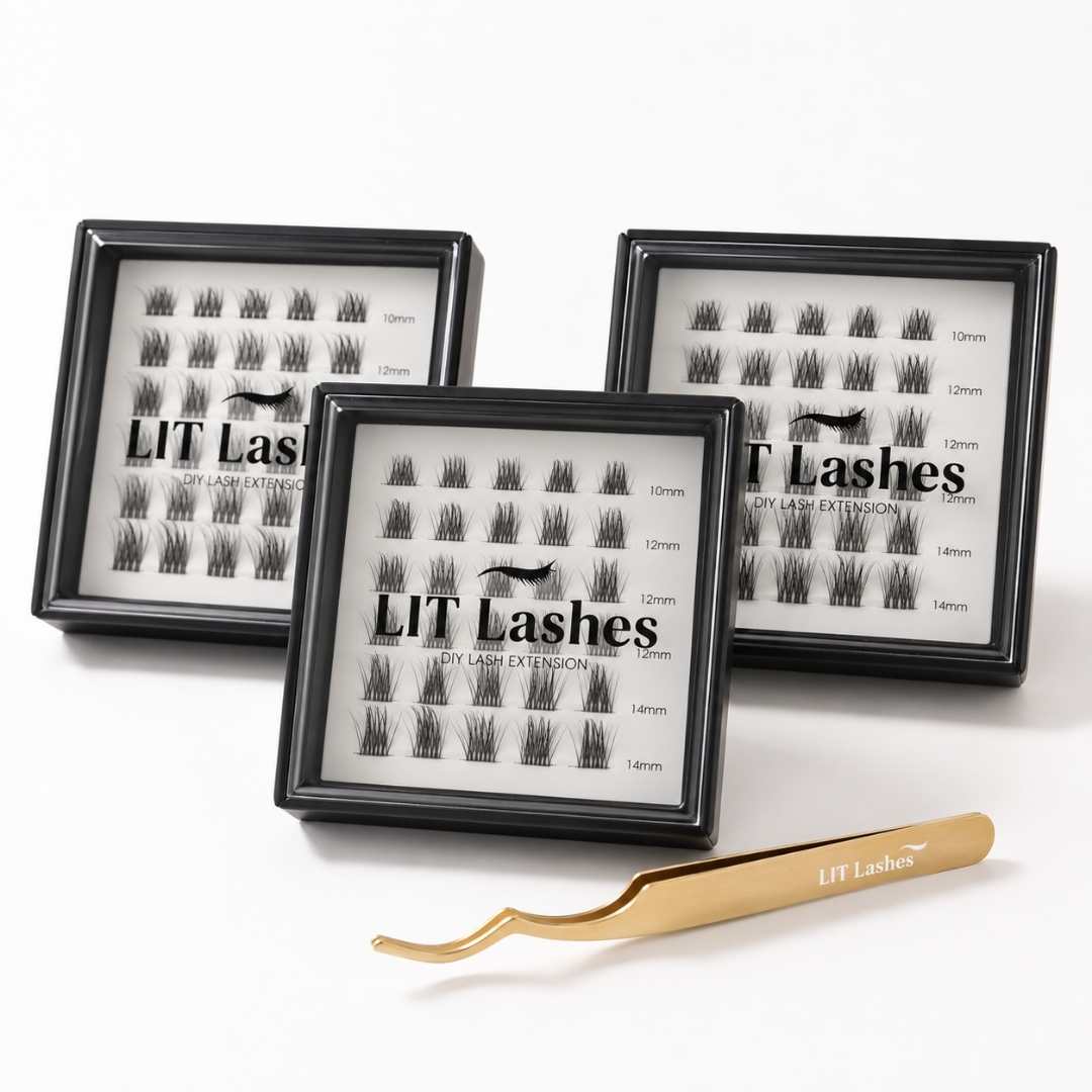 Pack of 3 - Glued Cluster Lashes + FREE tweezers - LIT Lashes