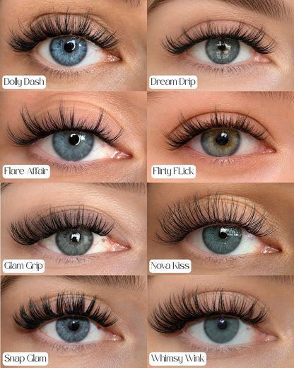 Pack of 6 - Press On Lashes, Mixed Lengths + FREE tweezers - LIT Lashes