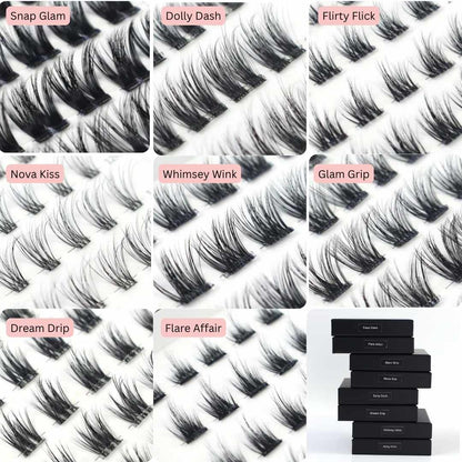 Pack of 6 - Press On Lashes, Mixed Lengths + FREE tweezers - LIT Lashes